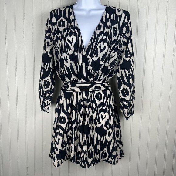 Mango Black & White Wrap Romper in‎ Women's Size Medium - Stylish & Fashionable - Picture 1 of 14